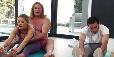 A dirty yoga teacher fucks a girl half his age better than her husband