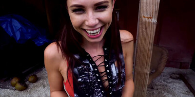 Aidra Fox moves panties aside to ride Sean Lawless' dick