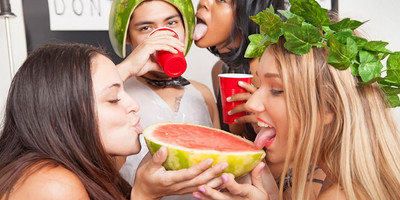 Amateur group sex party in Dare Dorm with real students!