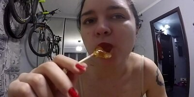 Amateur homemade blowjob with candy POV russian