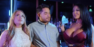 Anastasia Doll enjoys her first lesbian scene with a huge titted MILF.