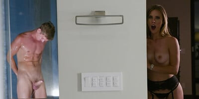 Anya Olsen meets her fucker from shower in doggy pose