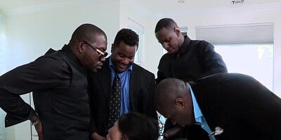 Asian fuck doll Asa Akira getting face fucked by a bunch of black dudes