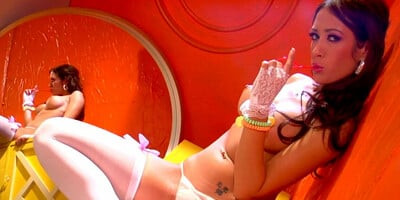 Asian glamorous lesbians in pussylicking