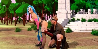 Awesome blue-haired hottie Rachel Starr nailed in the cowgirl pose