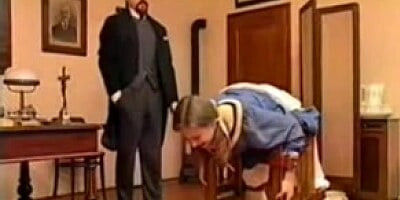 Bald teacher spank young student