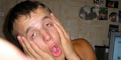 Beautiful big-tit angel Vera sucks on the knees in the bed