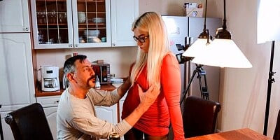 Beautiful nerdy blonde Mariella Sun gets fucked by a long dick