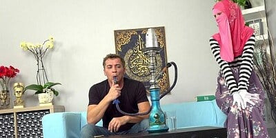 Beauty in a pink hijab Ariela Donovan gets fucked by a massive penis