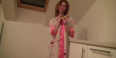 Beauty Sucks On A Banana While Naked