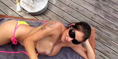 Big boobs ho Mischel Lee anal pounded on tape outdoors