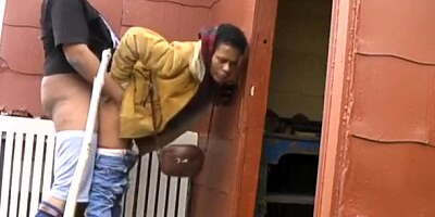 Black man fucks hooker in public