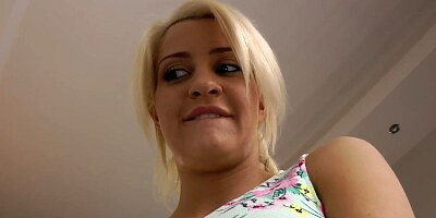 Blonde amateur gives blowjob