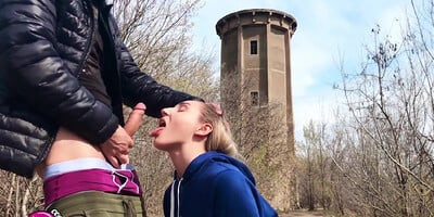 Blonde Blowjob Big Dick And Cum In Mouth Outdoor