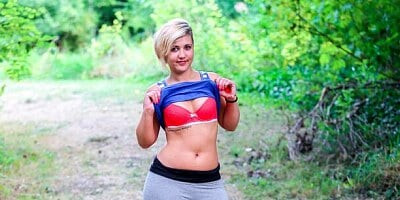 Blonde French newbie Celia is fucked in the ass and gets a facial surprise