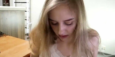 Blonde in stockings sucked cock and fucked in the ass