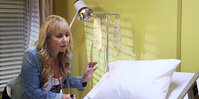 Blonde nurse is getting rammed p her twat by a young patient