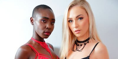 Blonde teen licks model girlfriend