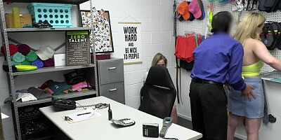 Blondes Percy and Blake on their knees sucking off officer Tommy