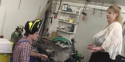 Busty bbw milf meets mechanic