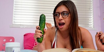 Busty brunette in red stockings Ella Knox fucked in the cowgirl pose