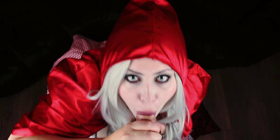 Busty German Red Riding Hood Giving Deepthroat Blowjob