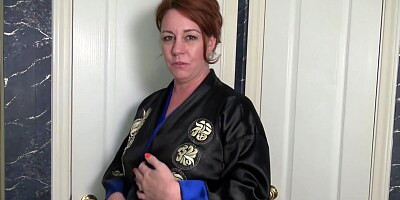 Chubby mature woman is having a shower in front of the camera, just for fun