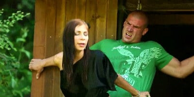 Clothed fucking outdoors and cumshot