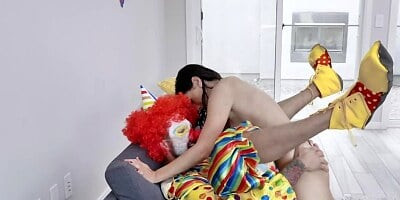 Clown is late so he has to fuck the angry MILF as a compensation