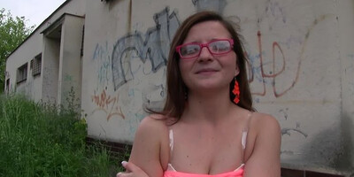 Complete Stranger Gives Nerdy Brunette A Public Creampie