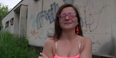 Complete Stranger Gives Nerdy Brunette A Public Creampie