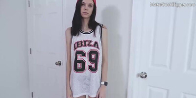 Convinced lesbian slut to suck my cock. Skinny whore fucked