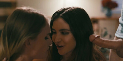 Crazy chick makes two friends fuck hard