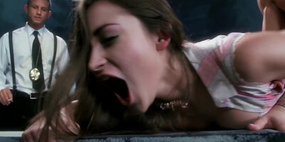 Criminal sucks and rides cock of cop in front of his colleague