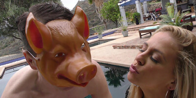 Curvy blonde satisfies two interracial dudes to get sperm