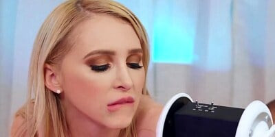 Cute blonde makes ASMR video with the help of his cock