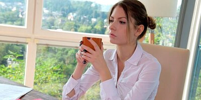 Cute-looking white babe Rebecca Volpetti feels a fat black cock in her crack