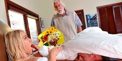 Cute miniature blonde with huge boobs Katie Morgan gets rammed