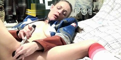 D. Rose in Captain America Coat double stuffing her pussy