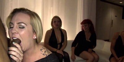 DANCING BEAR - Interracial cfnm amateurs sucking black cock at party