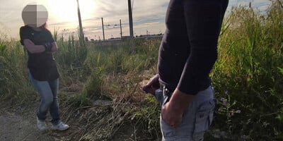 Dick flash Girl caught me jerking off in Park Helped me cum