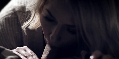 Dirty stepmom helps a big cock stepson with her hands