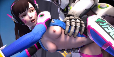 Dva and Widowmaker screwed by huge cocks