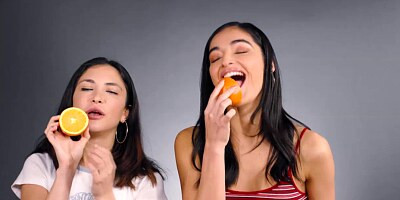 Emily and Jane orgasm in their live demo of oral experi