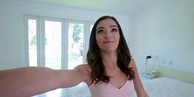 Emily Willis gets her stepbro on the bed and climbs on