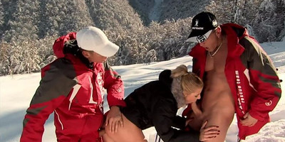 Enrika Dolls Gets Double Penetrated and Defaced in the Snow