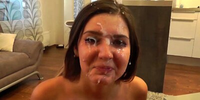 Euro teen babe gets a crazy facial