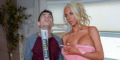 Excited blonde MILF Nicolette Shea is fucking with a long dick