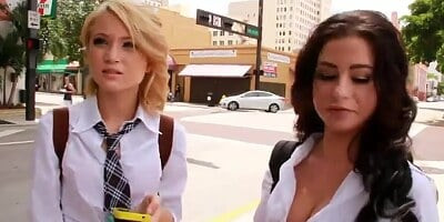 ExxxtraSmall Petite Redhead and Latina Teens on a Threesome