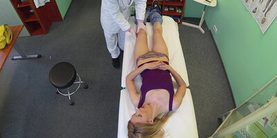 Fake doctor fucks his sexy blonde patient in his office